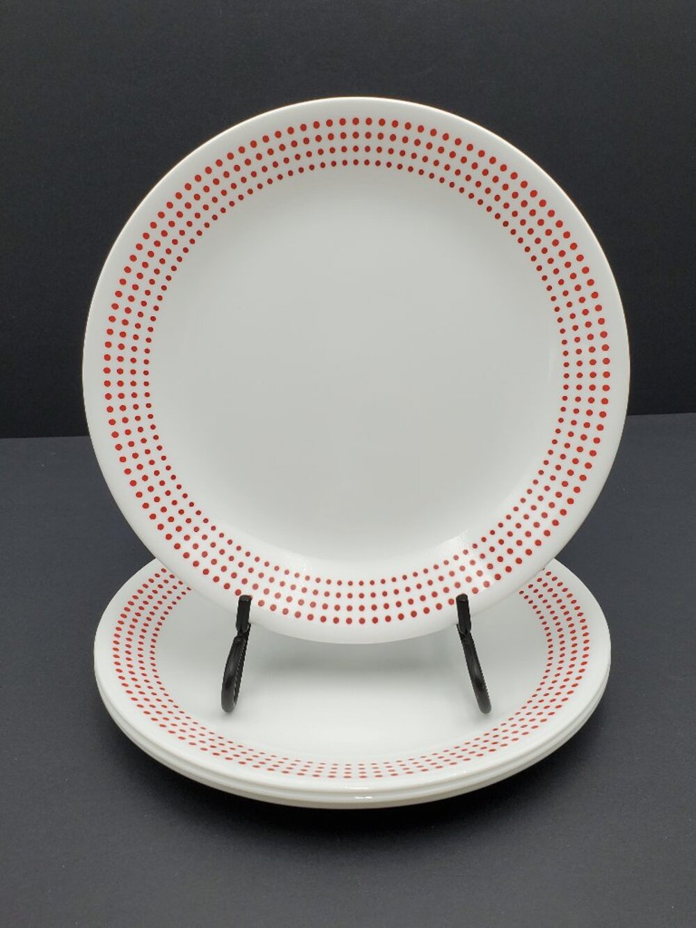 Corelle Bayside Dots Red Luncheon Plates Corning Red Polka Dot Band Salad Plates